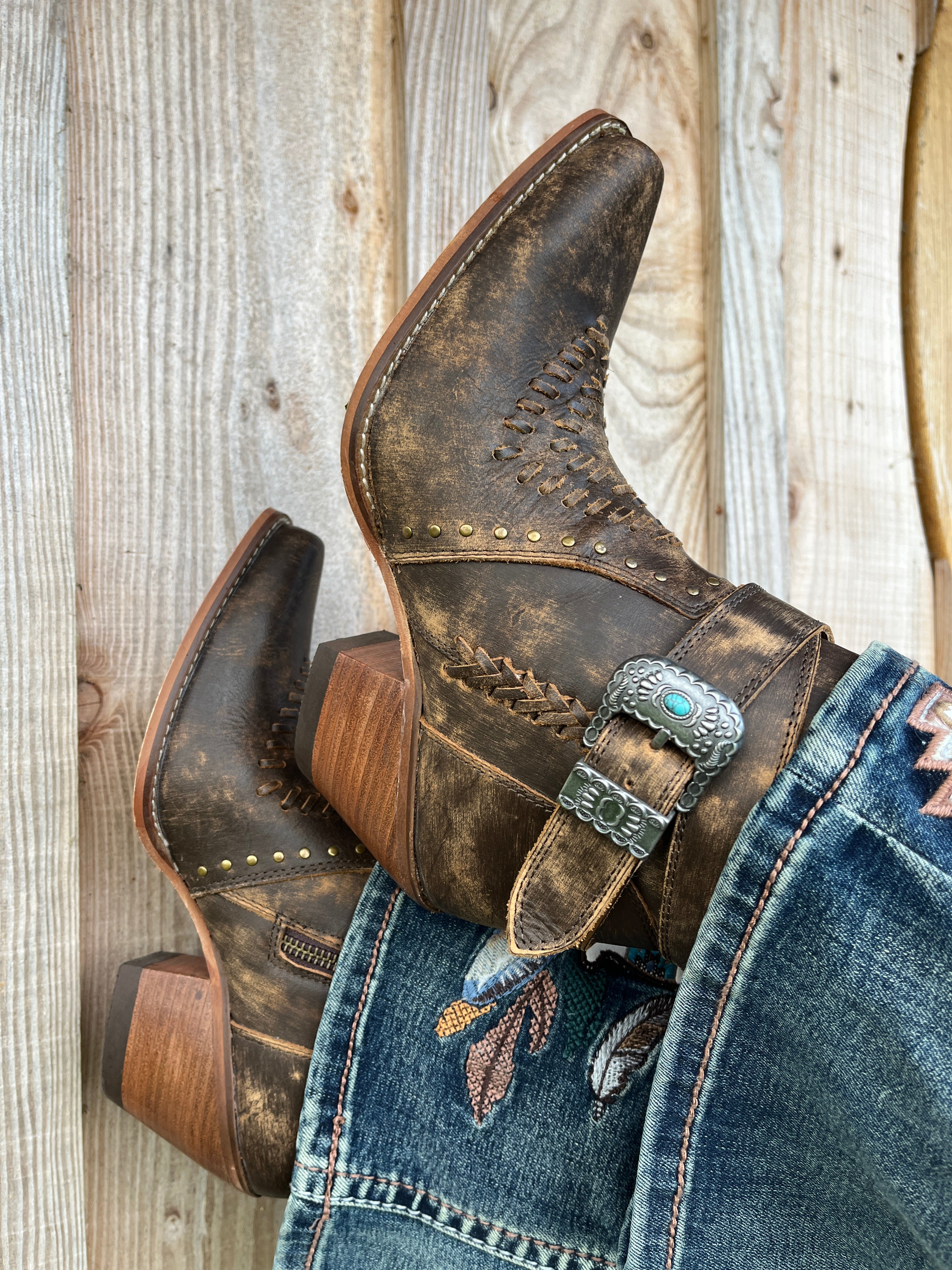 Brown Western Ankle Boots