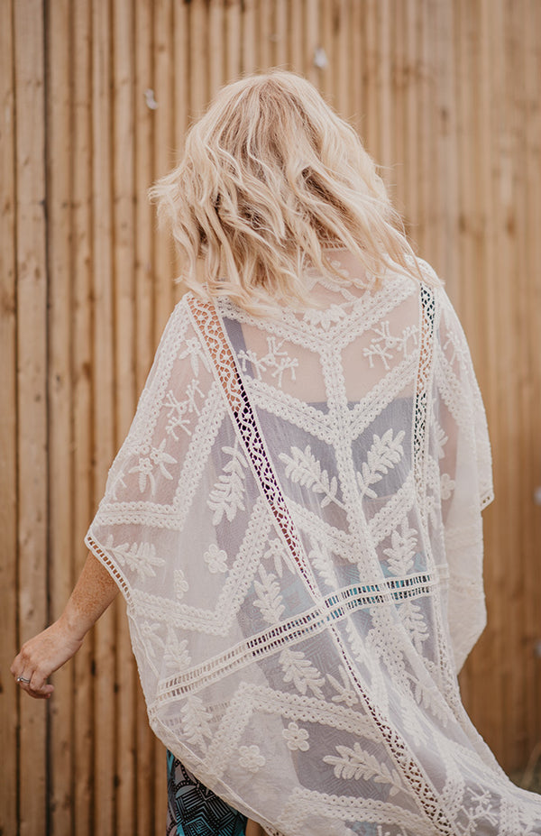 Embroidered Mesh Kimono - Various