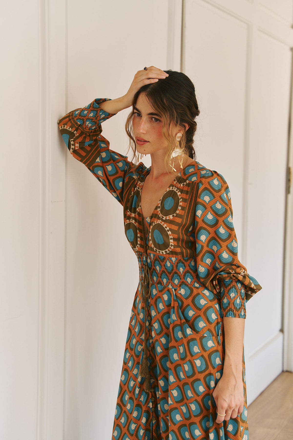 The Sienna Retro Geometric Maxi Dress