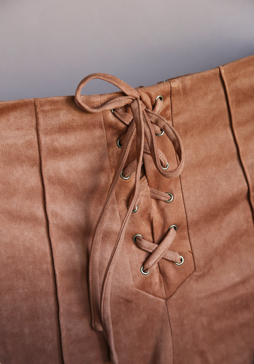 Tan Lace-Up Suede Flares - Boho Buffalo Accessories