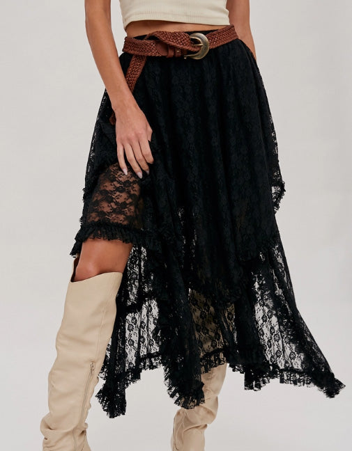 Black Lace Handkerchief Skirt