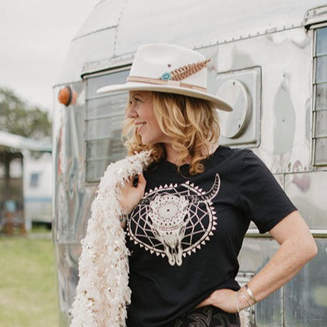 White Feather Western Hat - Boho Buffalo Accessories