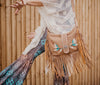 Feather Embroidered Fringe Bag