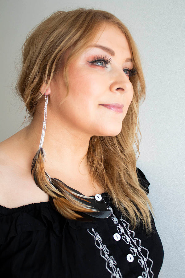 Natural Cascading Feather Earrings