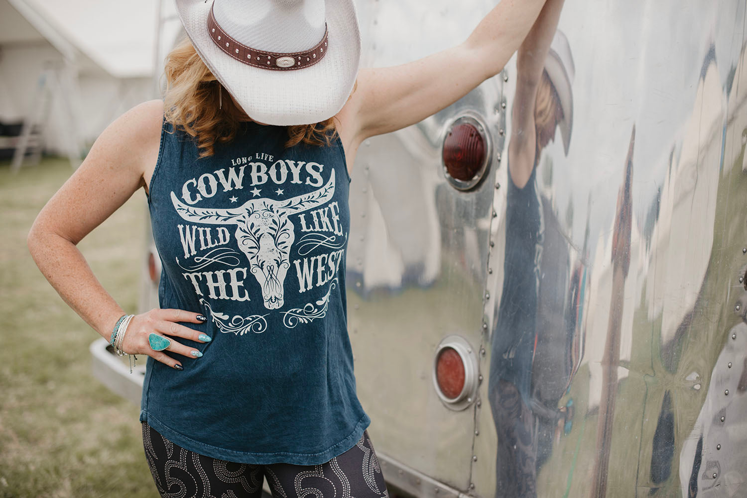 Ink Blue Longhorn Vest Top