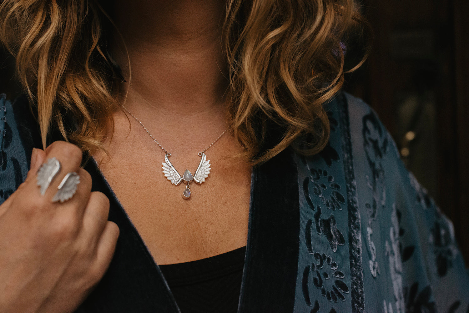 Moonstone Angel Wing Necklace