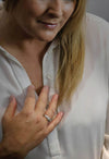 Round Moonstone Feather Ring