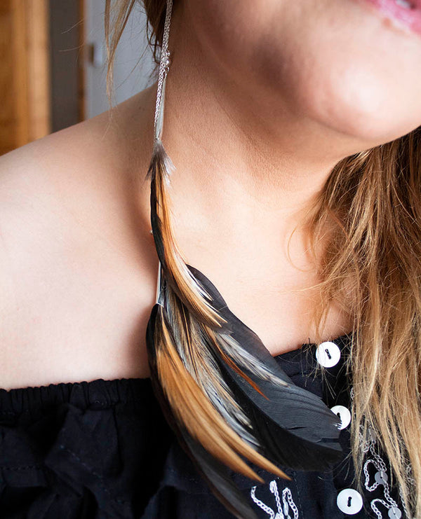 Natural Cascading Feather Earrings
