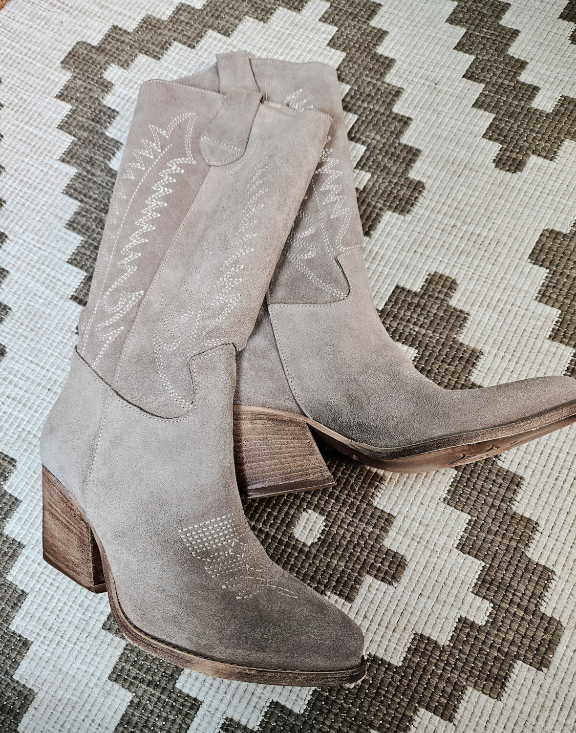 Taupe Suede Tall Western Boots