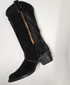 Black Suede Fringe Jewel Boots