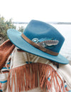Teal Feather Fedora Hat
