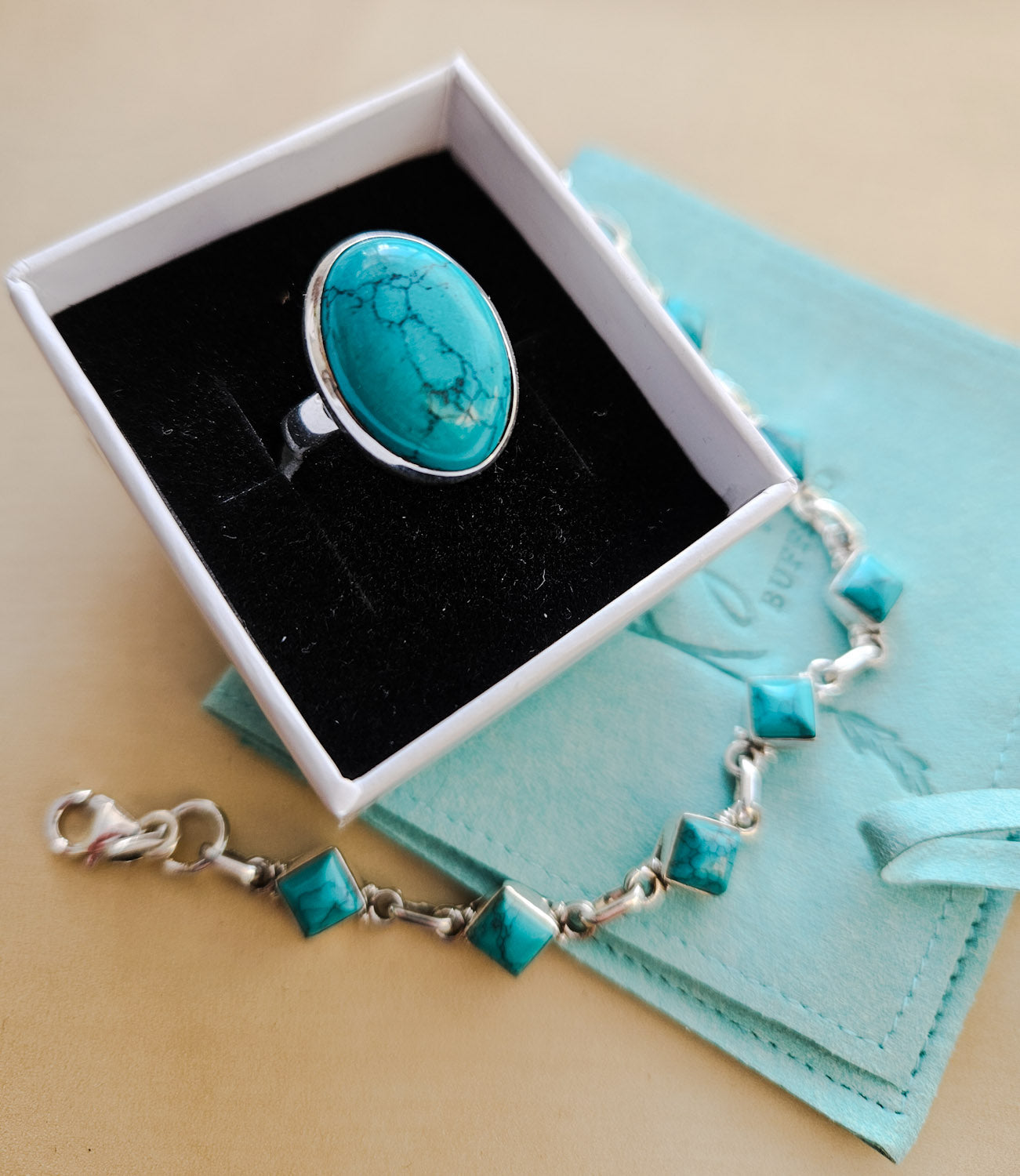 Adjustable Turquoise Oval Ring