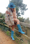 Turquoise Suede Western Boots