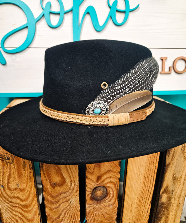 Black & White Feather Western Hat