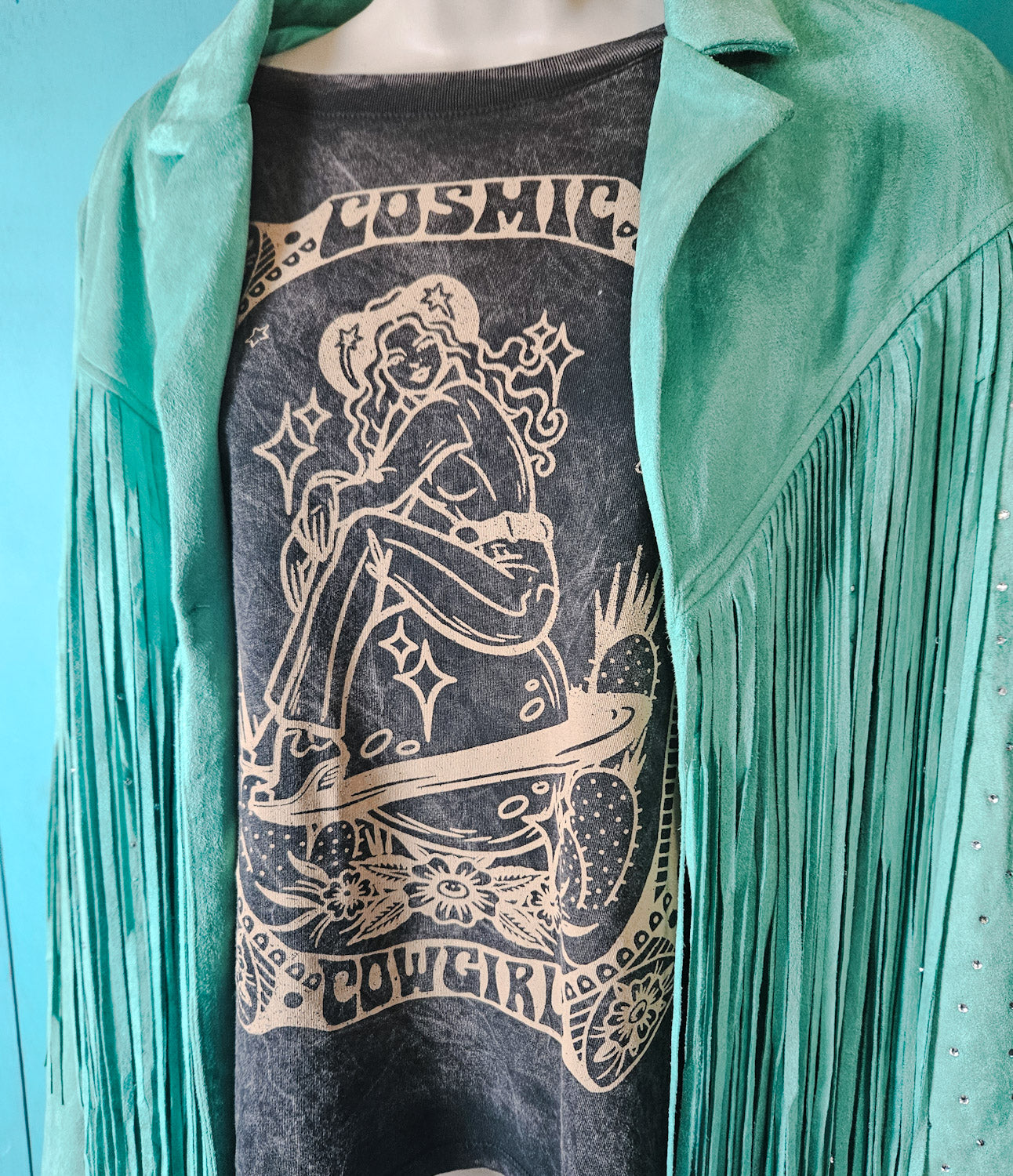 Cosmic Cowgirl T-Shirt in Mineral Black - Boho Buffalo Accessories