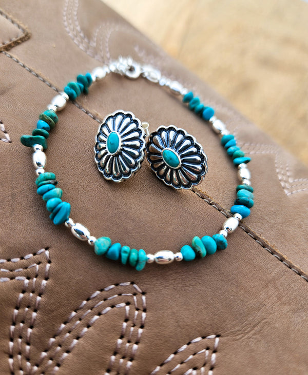 Silver & Turquoise Nugget Bracelet