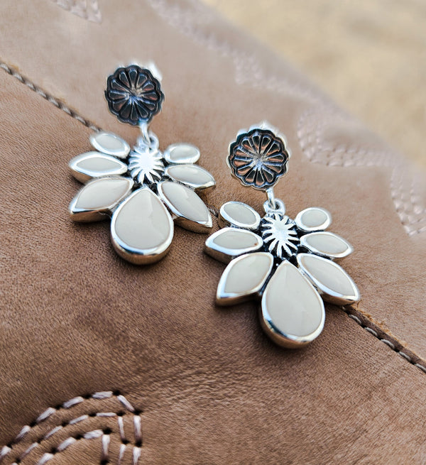 Ivory Enamel Blossom Earrings