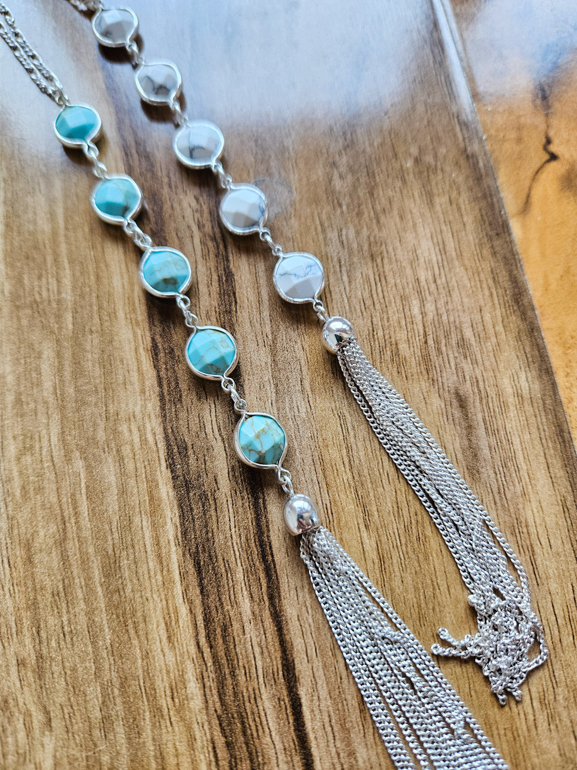 Long Tripple Stone Necklace