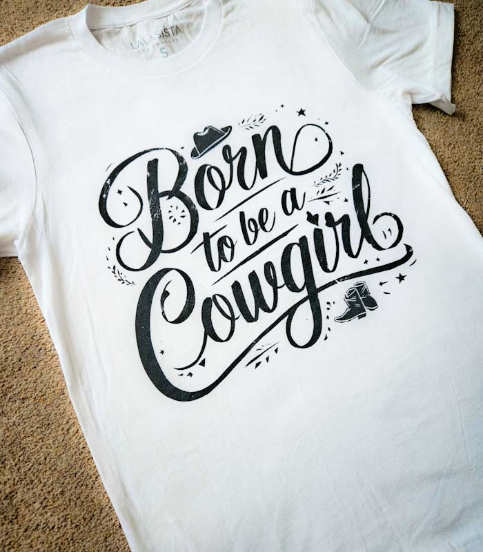 White Born to be a Cowgirl Tee