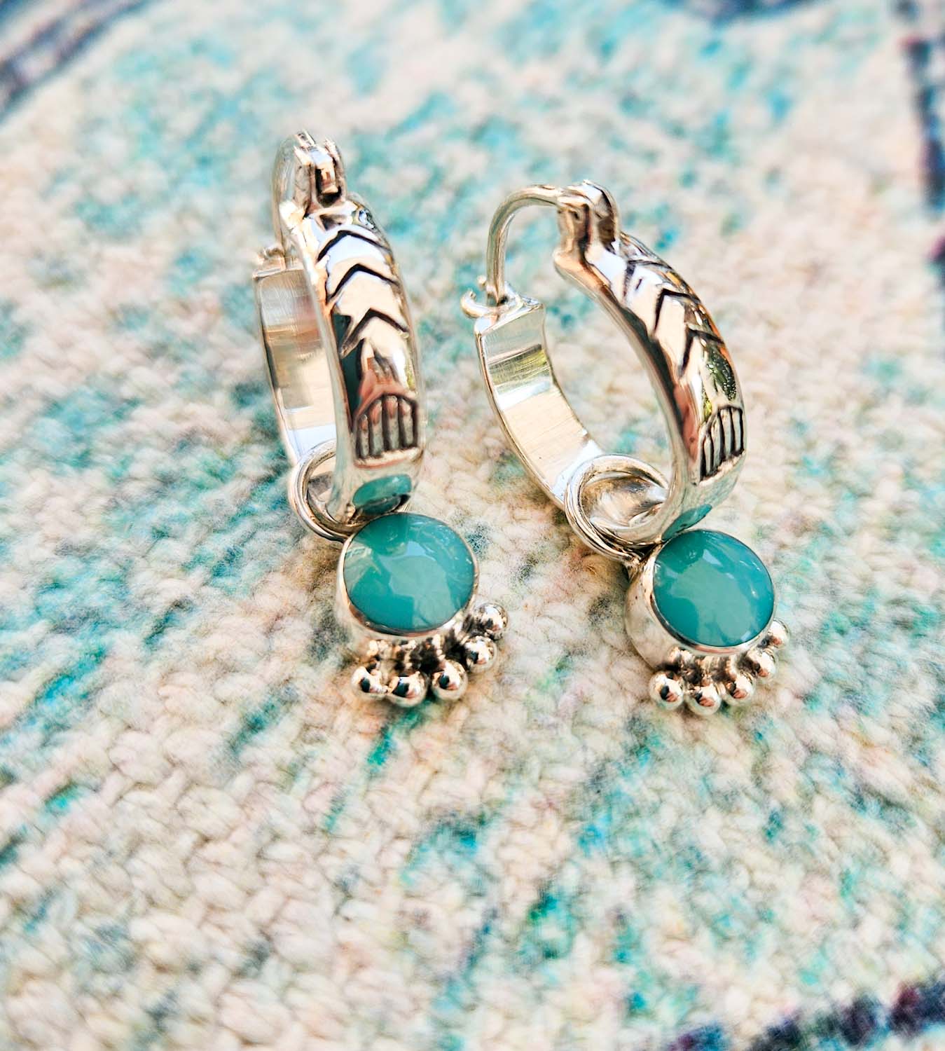 Turquoise Mini Charm Hoops