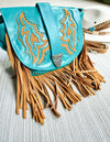 Turquoise & Tan Western Fringe Shoulder Bag