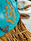 Turquoise & Tan Western Fringe Shoulder Bag