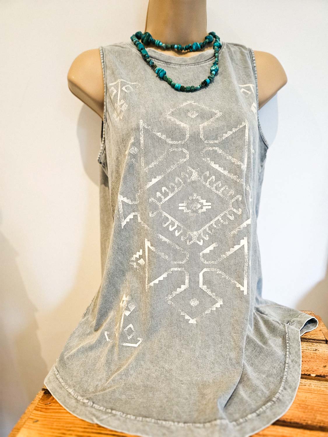 Ikat Print Mineral Vest - Grey