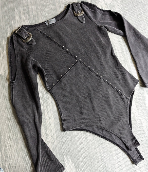 Studded Western Buckle Bodysuit