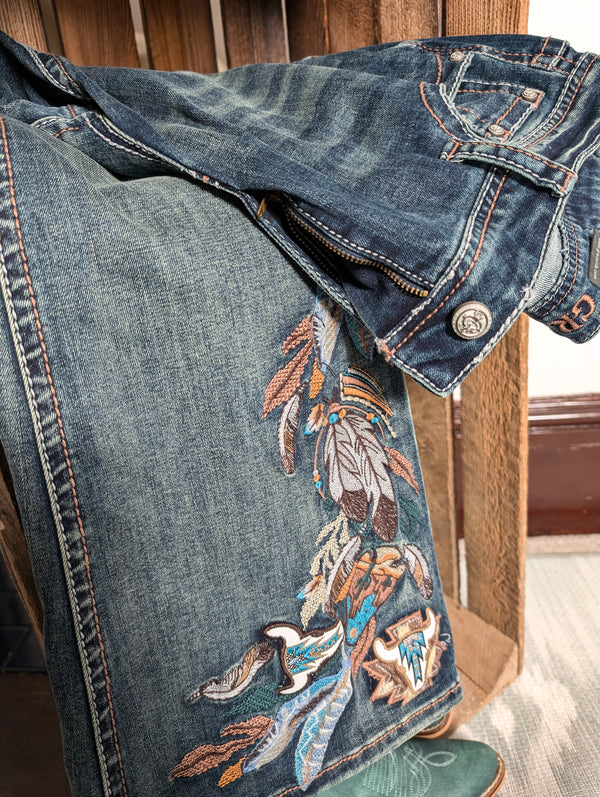 Western Embroidered Flare Jeans