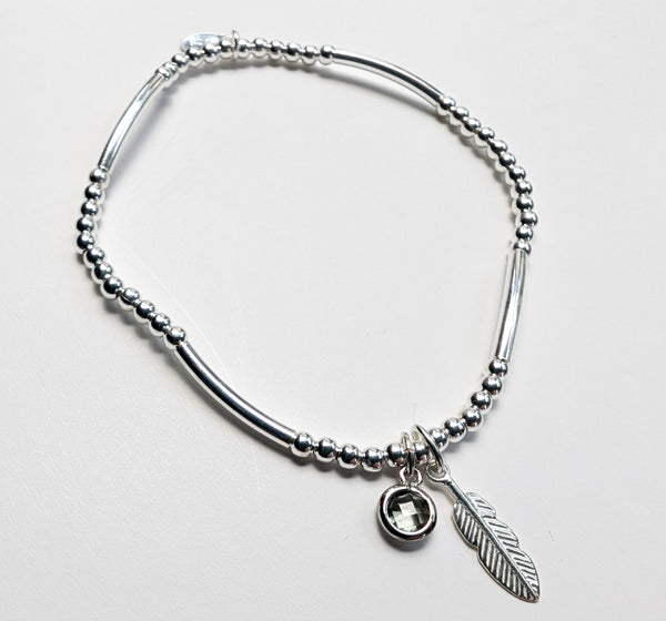 Feather Charm Stretch Bracelet