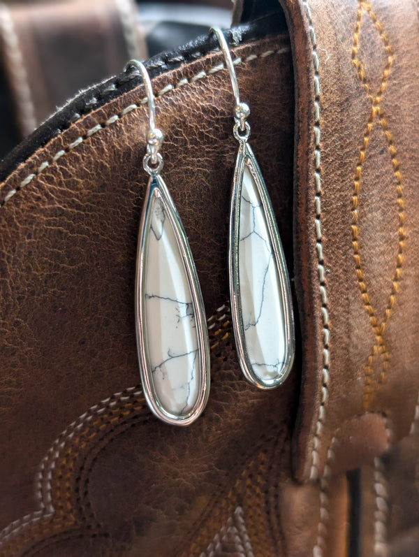 White Howlite Teardrop Earrings