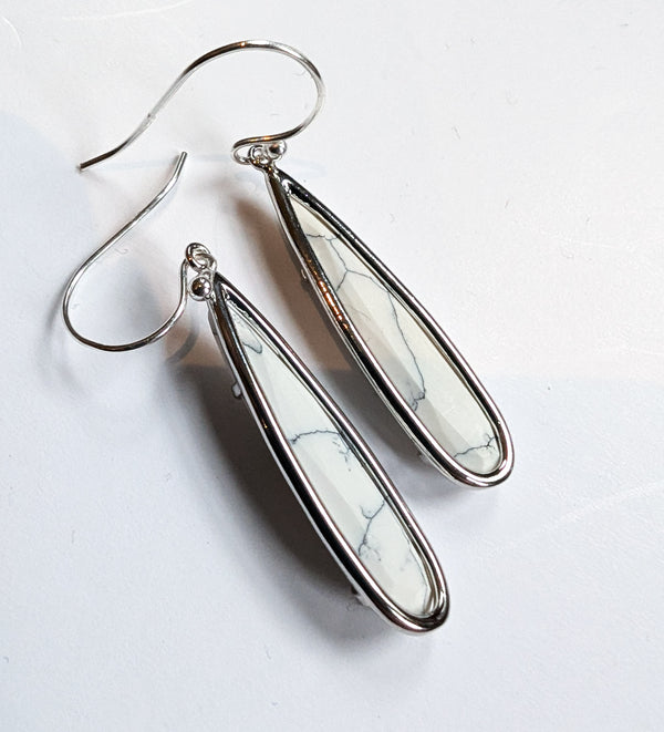 White Howlite Teardrop Earrings