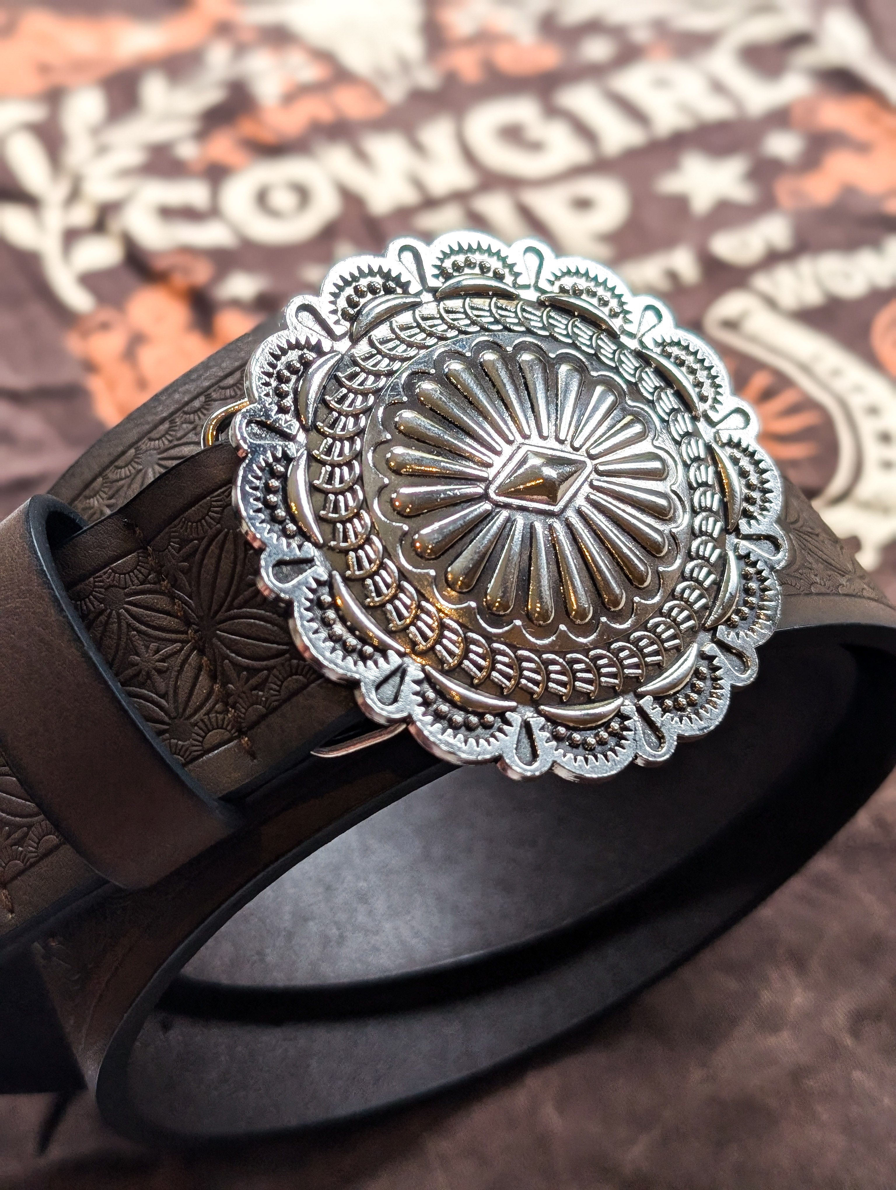 Brown Floral Concho Belt