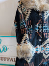 Black Aztec Fur Coat