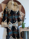 Black Aztec Fur Coat