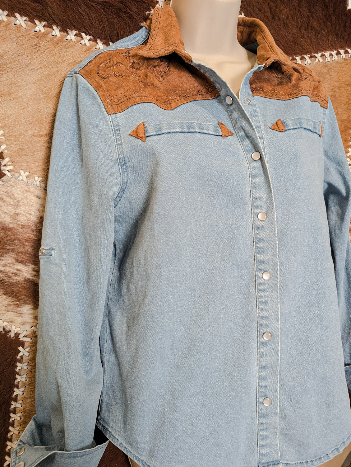 Denim & Suede Western Shirt