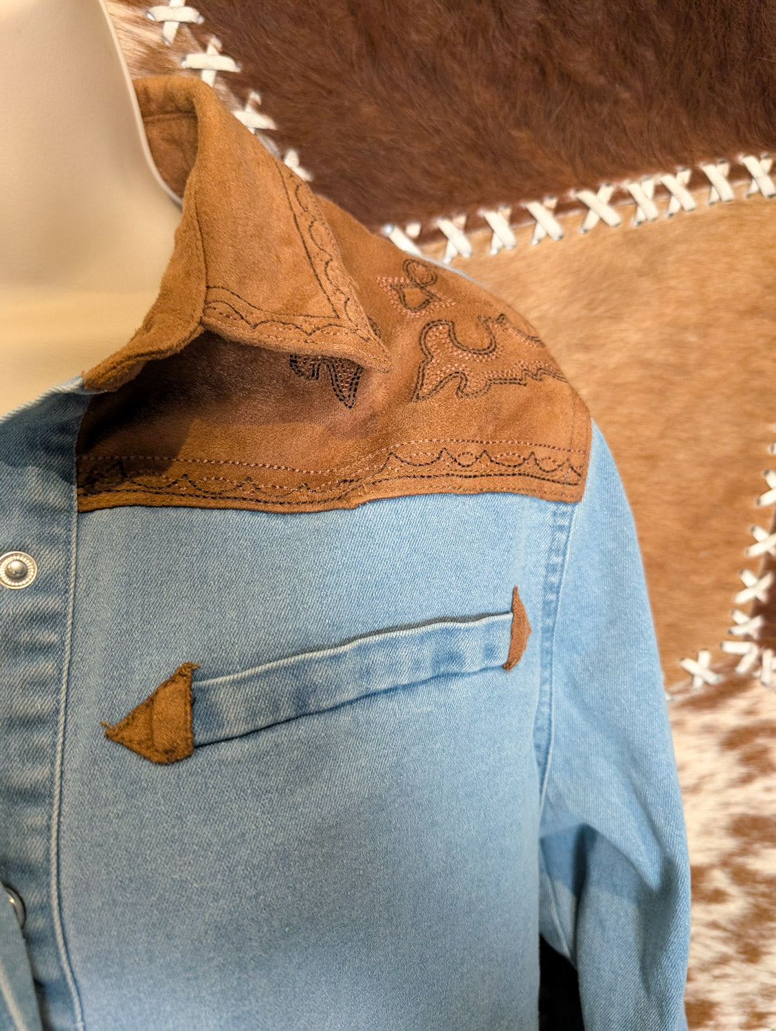 Denim & Suede Western Shirt