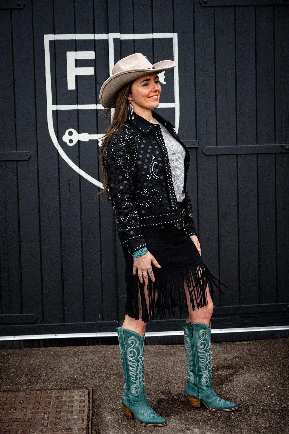 Black Fringe Western Skirt