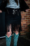 Black Fringe Western Skirt