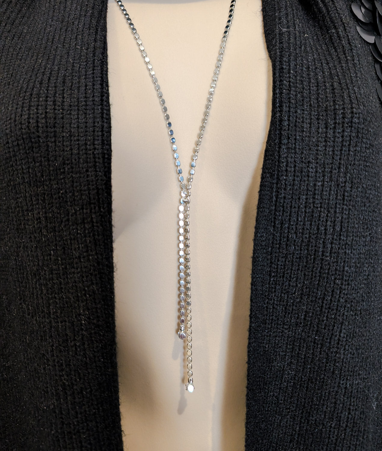 Long Shimmer Lariat Necklace