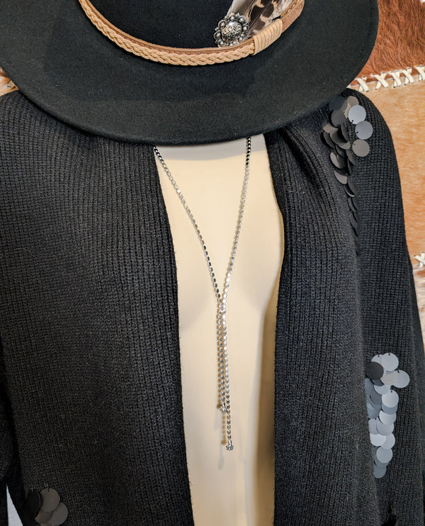 Long Shimmer Lariat Necklace