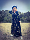 Cosmic Gold & Black Maxi Dress