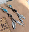 Smoky Quartz & Turquoise Feather Earrings