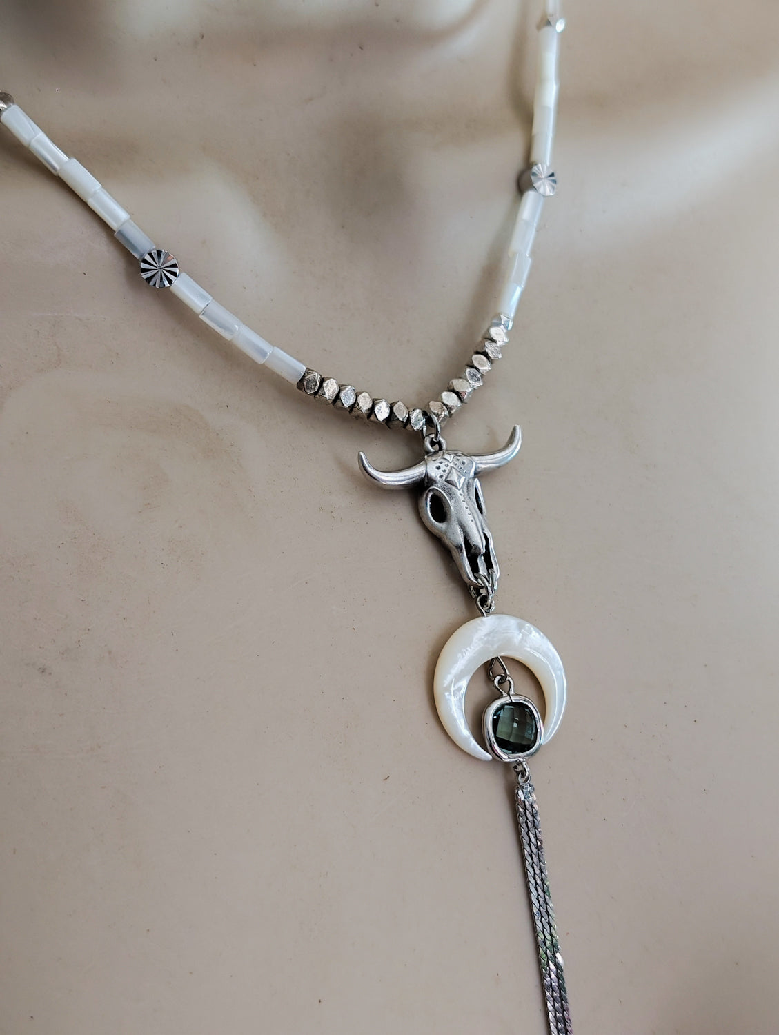 Abalone Buffalo Tassel Necklace