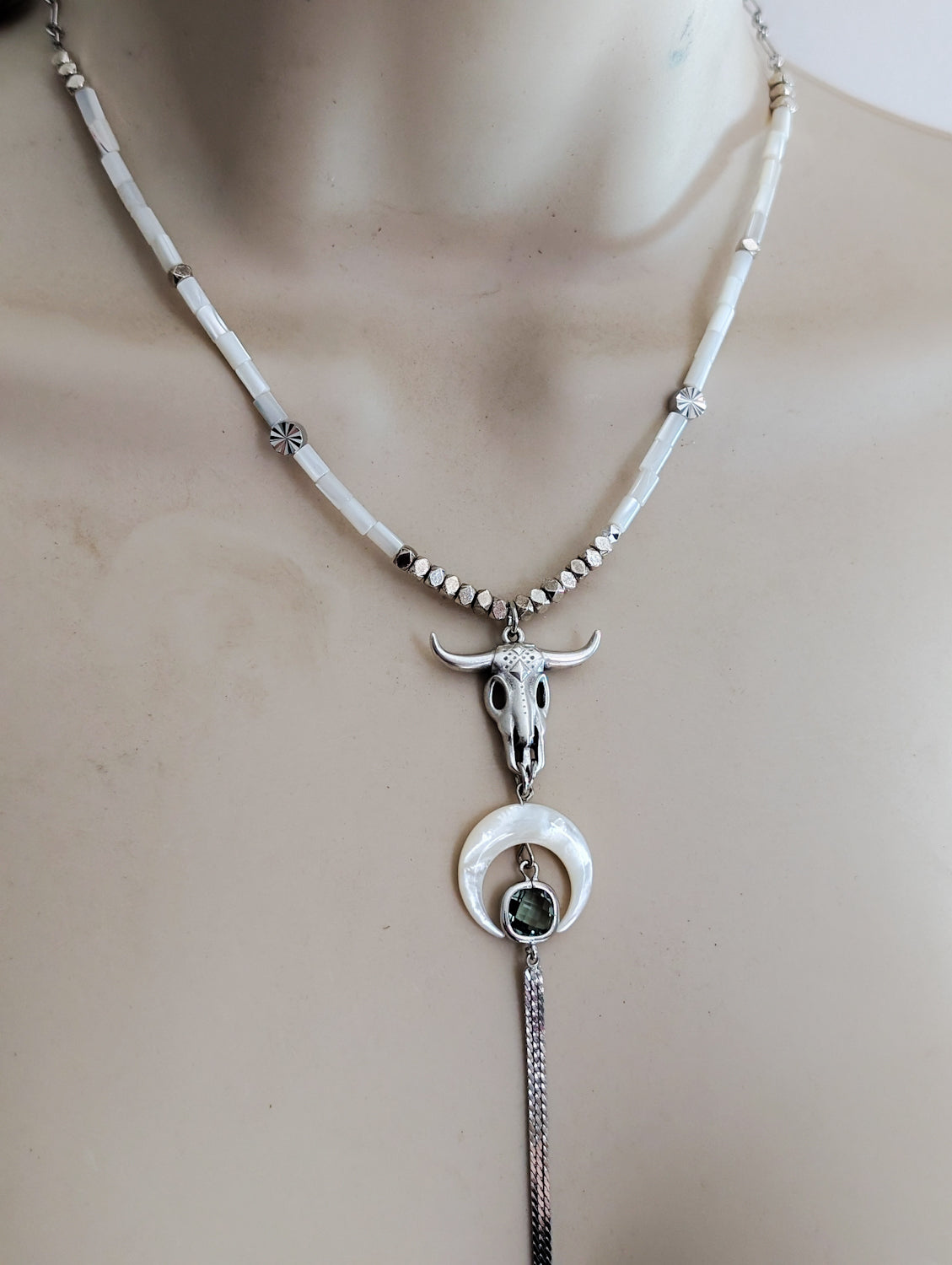 Abalone Buffalo Tassel Necklace