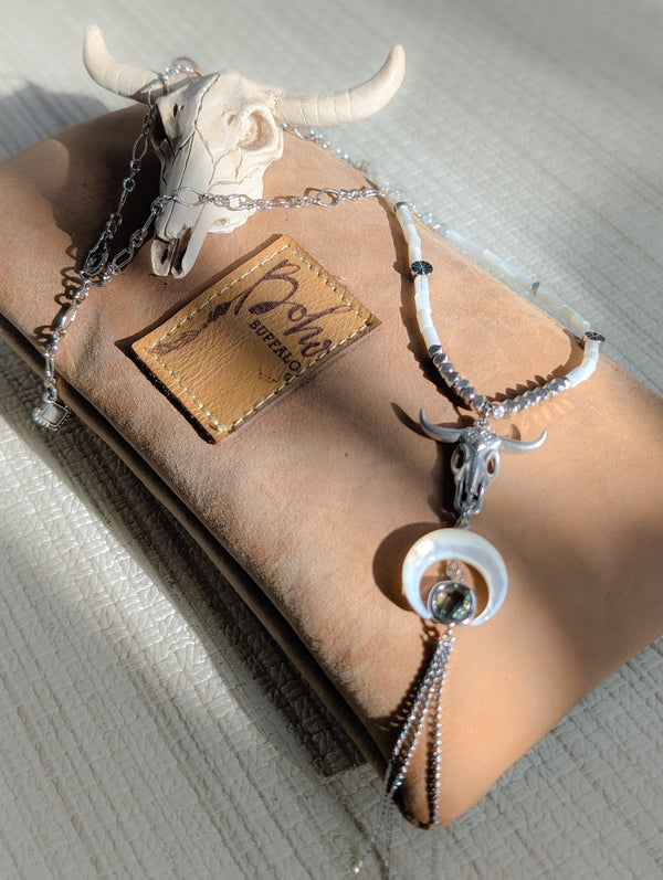 Abalone Buffalo Tassel Necklace