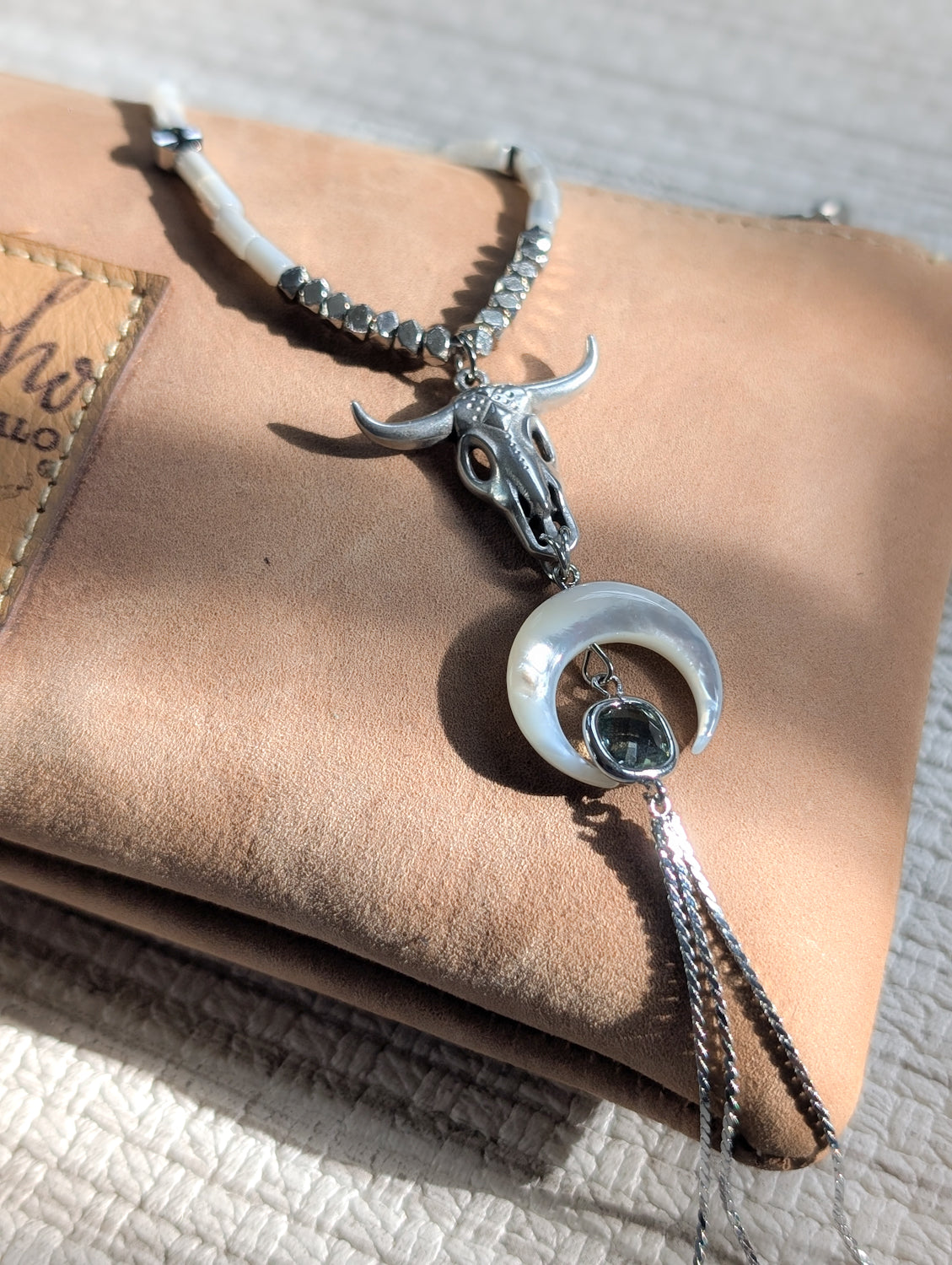 Abalone Buffalo Tassel Necklace