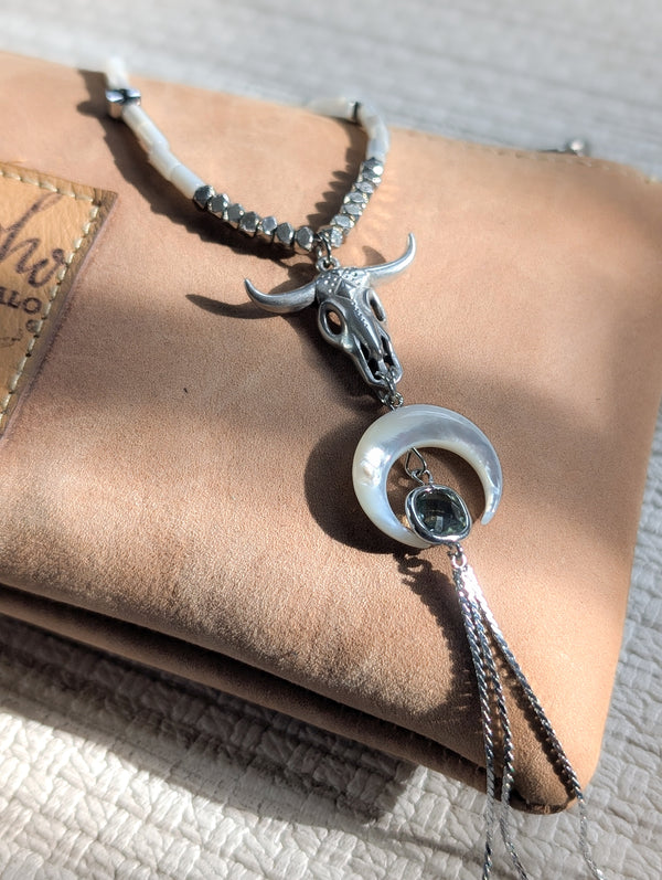 Abalone Buffalo Tassel Necklace
