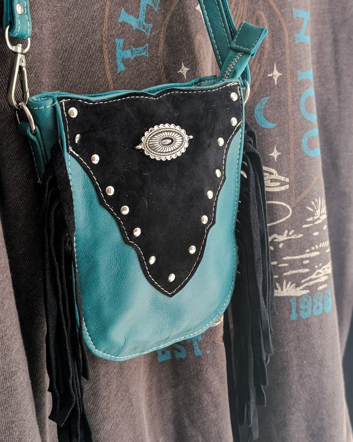 Turquoise & Black Mini Bag