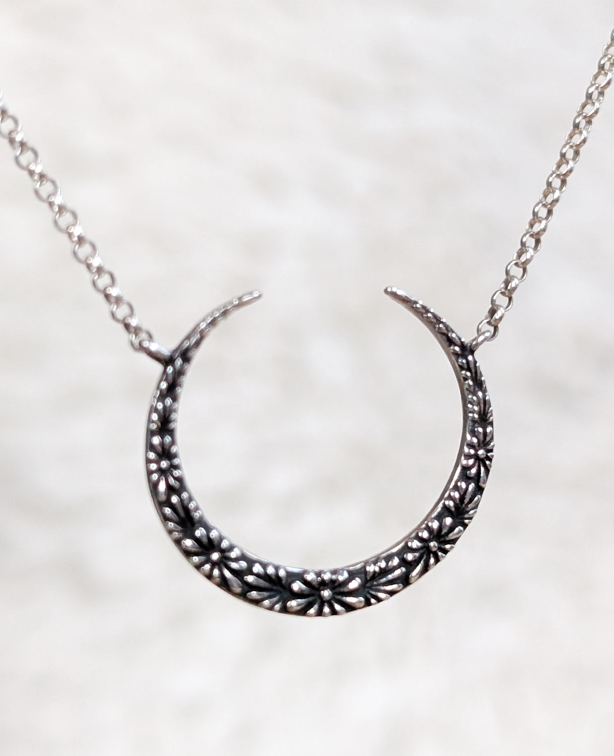 Silver Floral Crescent Necklace - Boho Buffalo Accessories